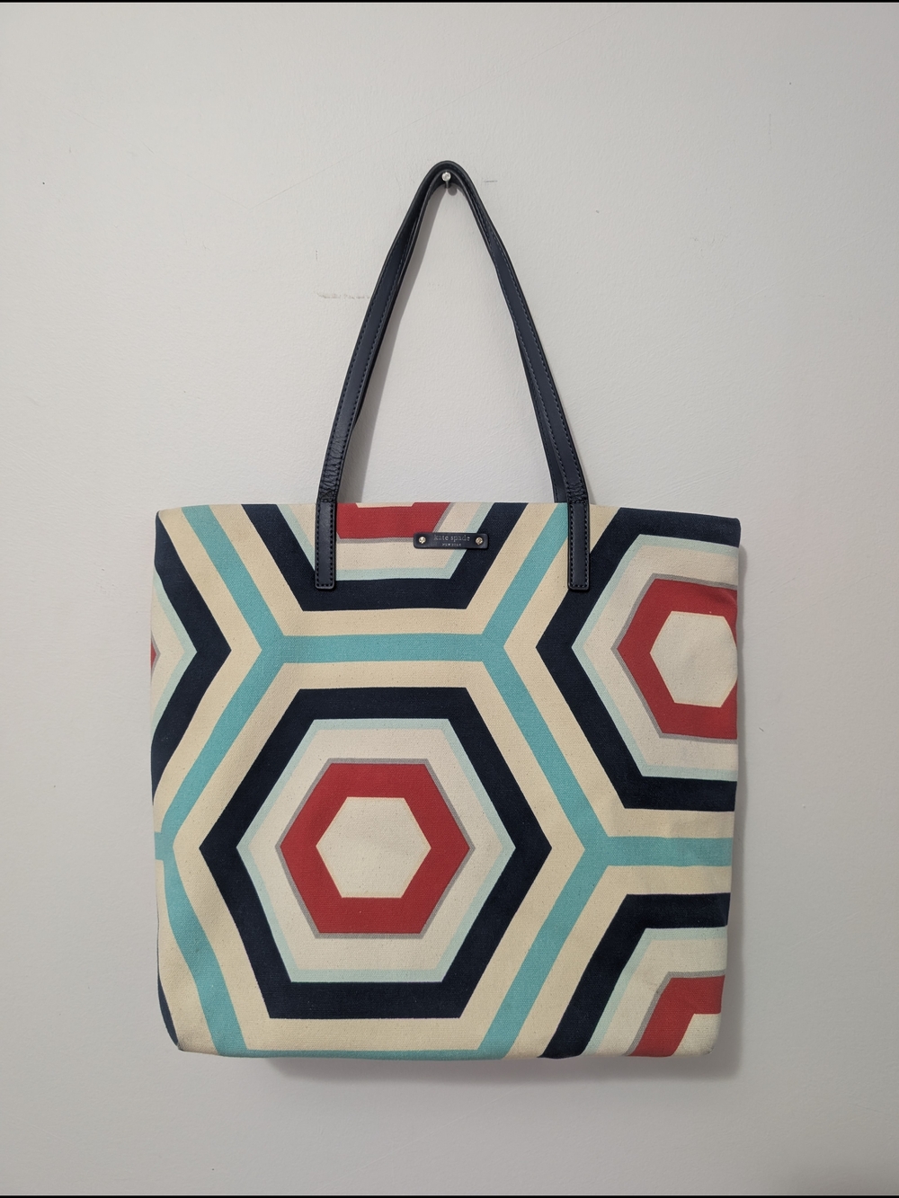 ♠️ Kate Spade NY ♠️ Geometric Canvas Nassau Drive Bon Shopper Tote Bag